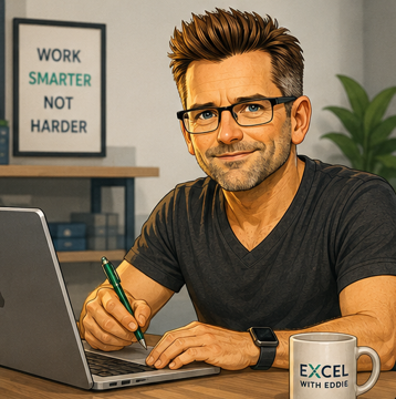 Excel with Eddie at desk